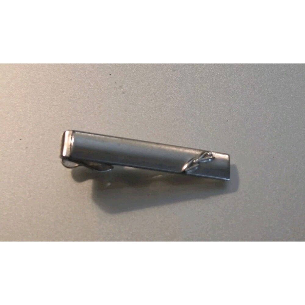 Vintage Swank Silver Tone Tie Clip Bar Slide Curved Art Deco Style Mens Jewelry